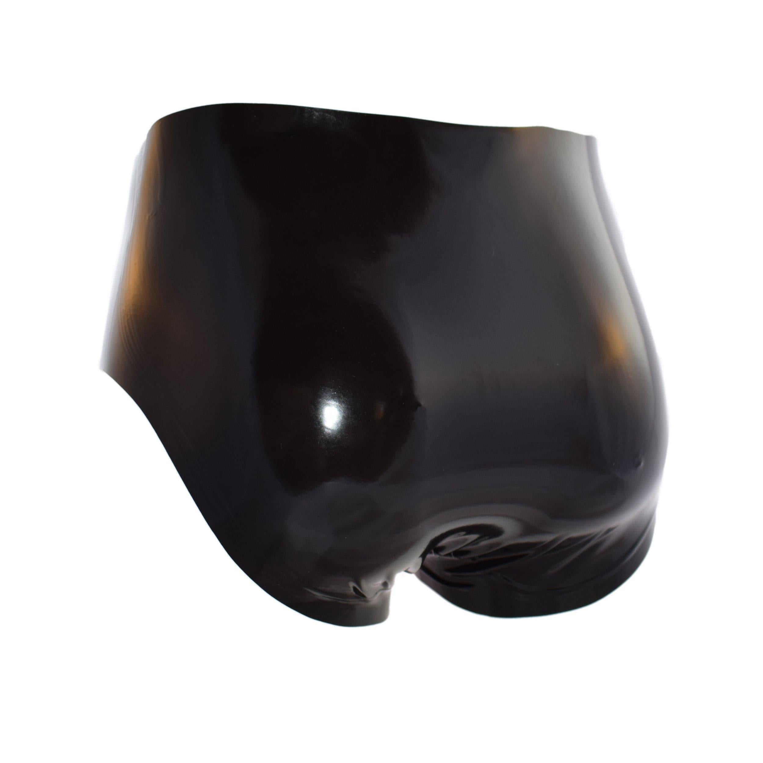 Rubberfashion Latex Slip - Kurze sexy Hot Pants mit Penishülle und Latex Maske - Rubber Dessous für den Herren